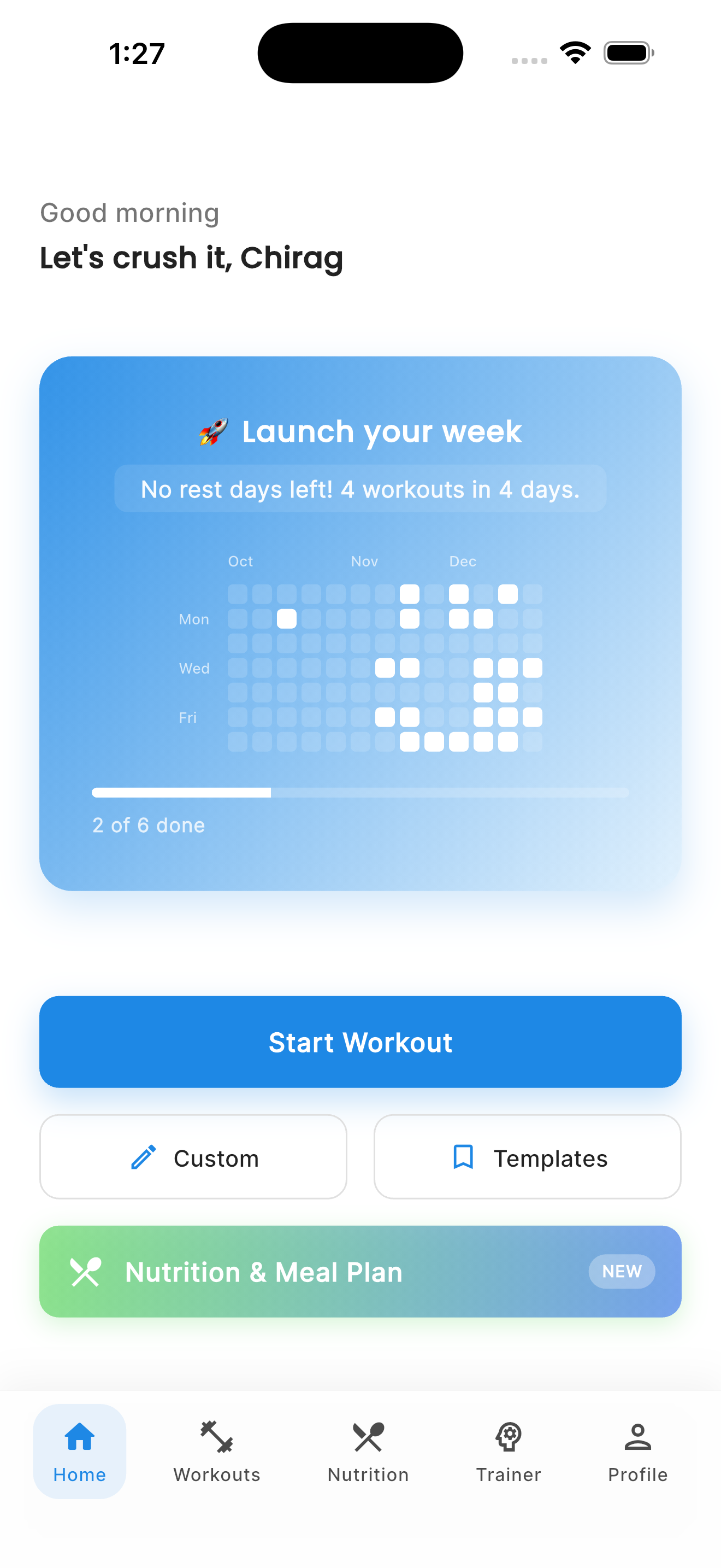 Fit Snap Home Screen